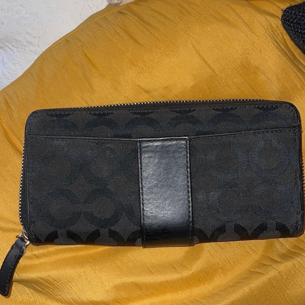 Coach Black Canvas and Leather Wallet